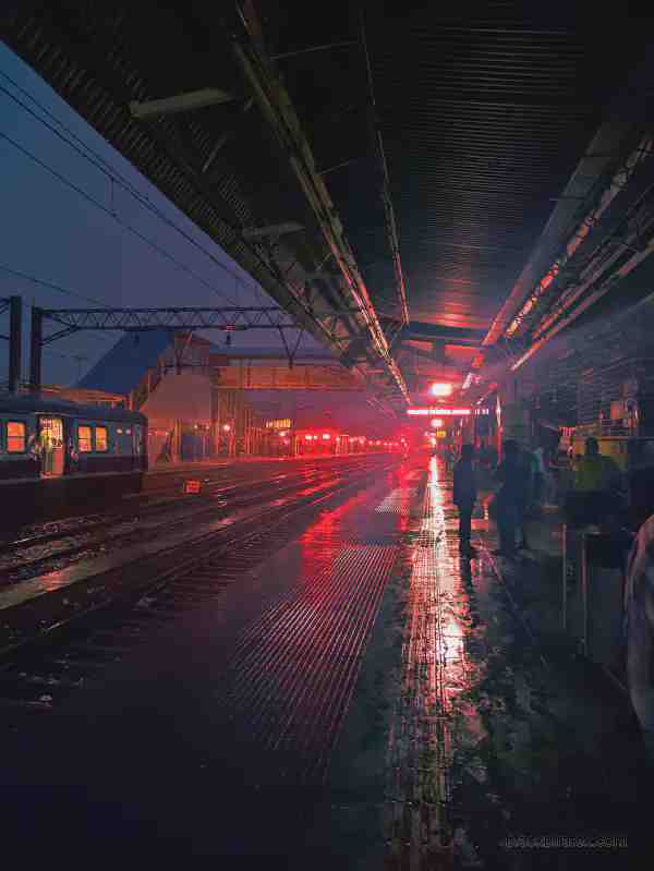 Rainy Station at Night